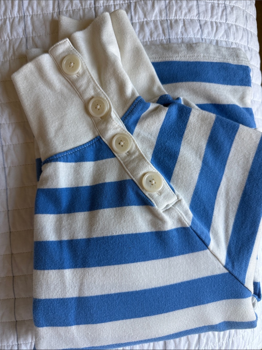 J Crew Women’s Size Small Blue And White Striped Funnel Neck Nautical Sweatshirt